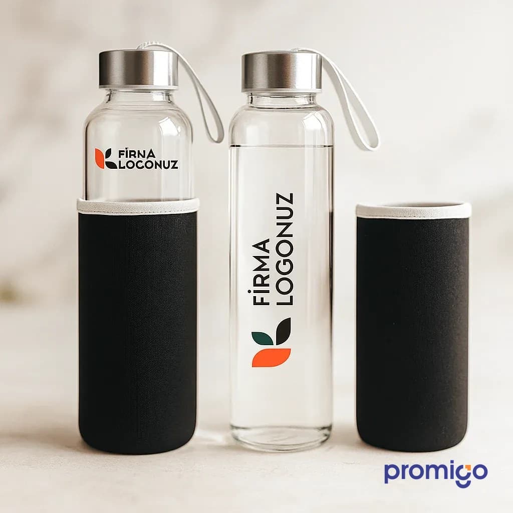 Siyah Kılıflı Cam Matara 500 ml