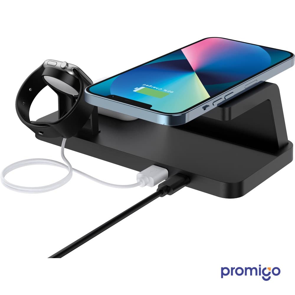 Masaüstü Saatli Wireless 3lü Şarj İstasyonu – görsel 2