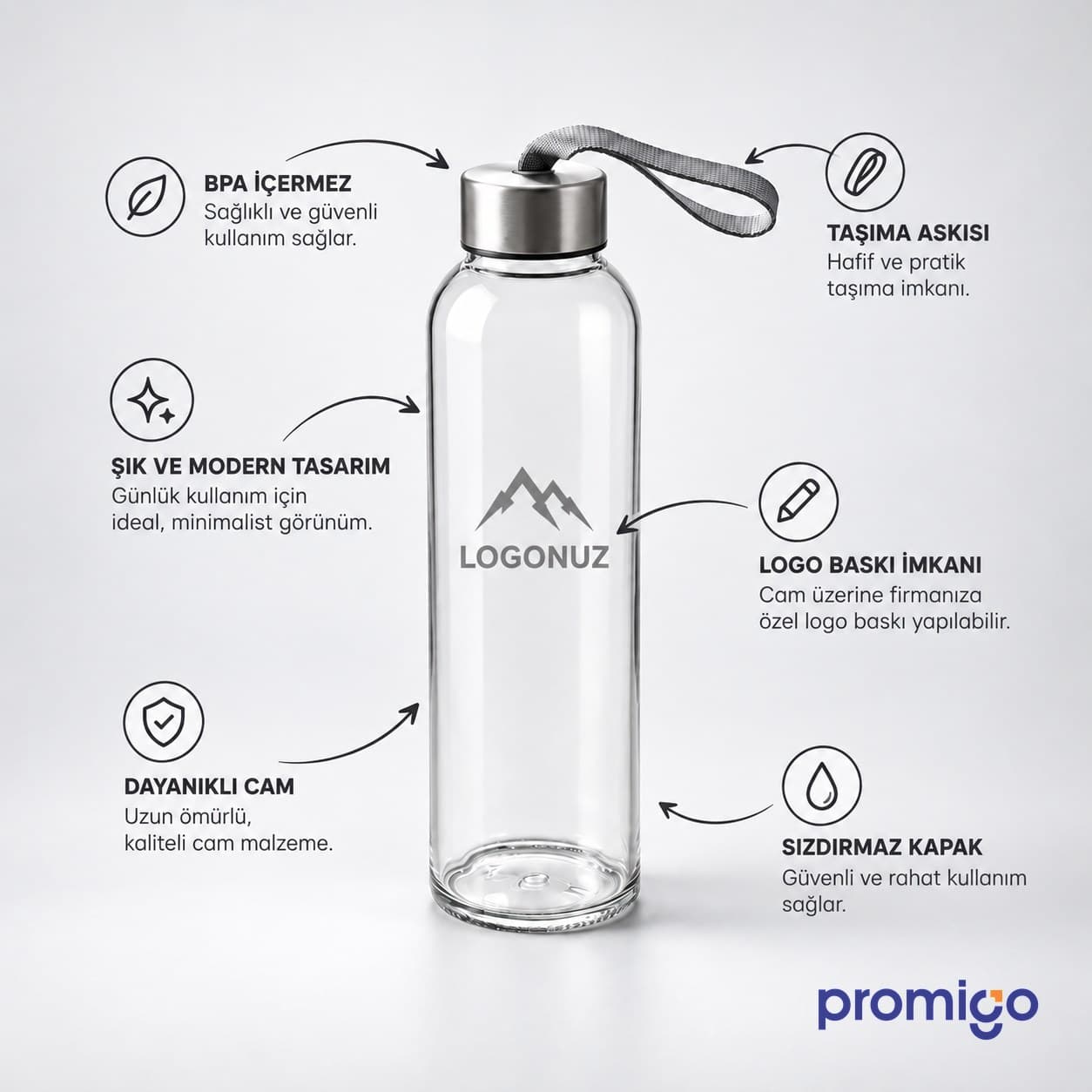 Kılıfsız Cam Matara 500 ml