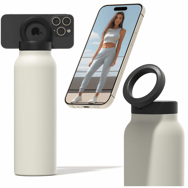 MGG1909- 700 ml Paslanmaz Çelik Magnetli Telefon Tutuculu Beyaz Termos