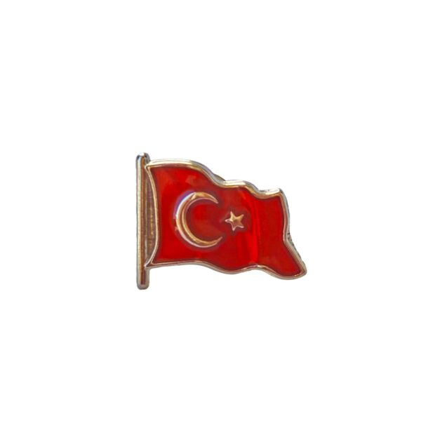 MG153090 - Türk Bayrağı Mineli Yaka Rozeti