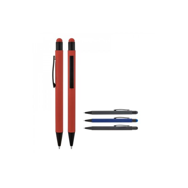 1027 Siyah Metal Tükenmez Touchpen Kalem Rubber Gövde